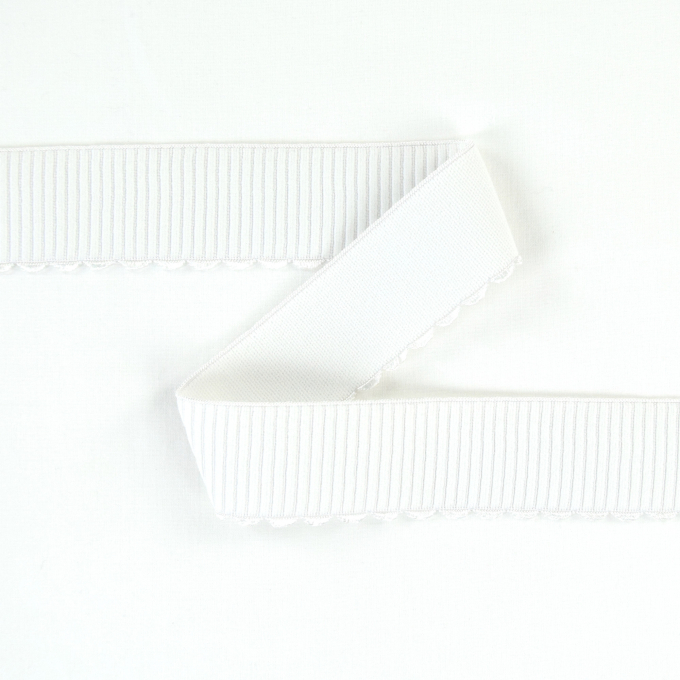 Ruban élastique with embroidery border 38 mm, blanc