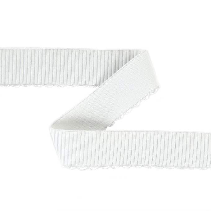 Elastiek with embroidery border 38 mm, gebroken wit