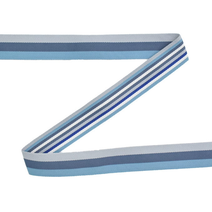 Tassenband Doubleface Stripes 40mm, blauw