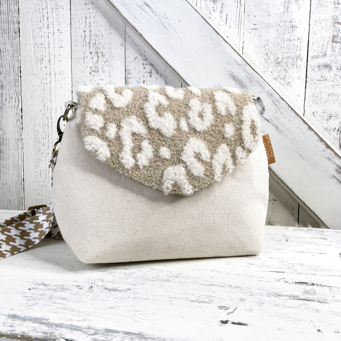 Tassenband hanenpoot motief 38 mm, beige