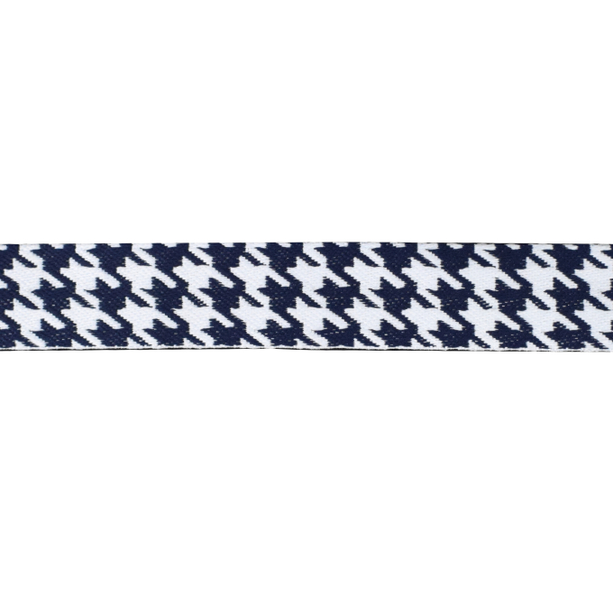 Tassenband hanenpoot motief 38 mm, marineblauw