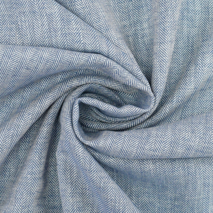 Linnen-katoen visgraat, blauw