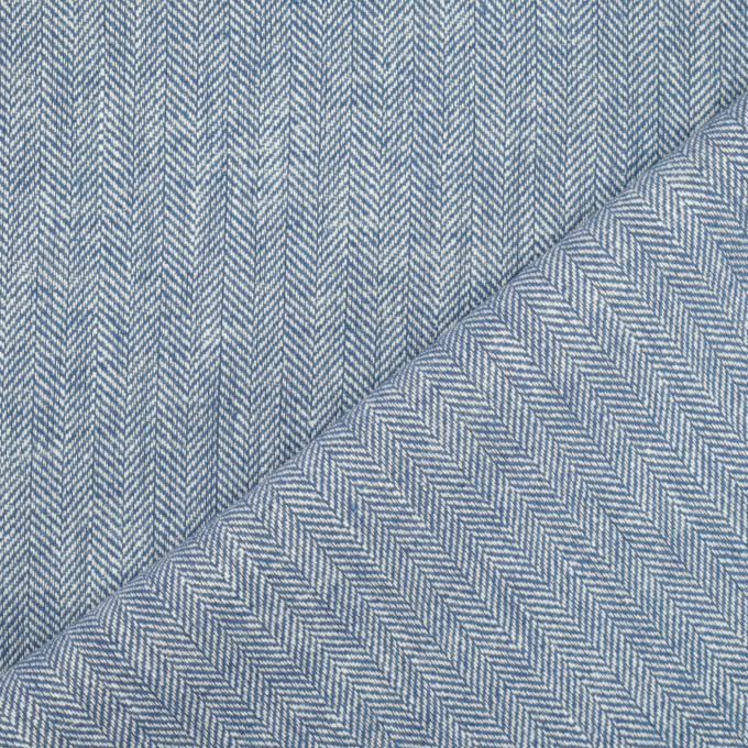 Linnen-katoen visgraat, blauw