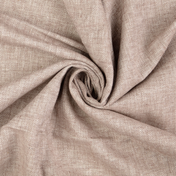 Tissu lin coton à chevrons, marron