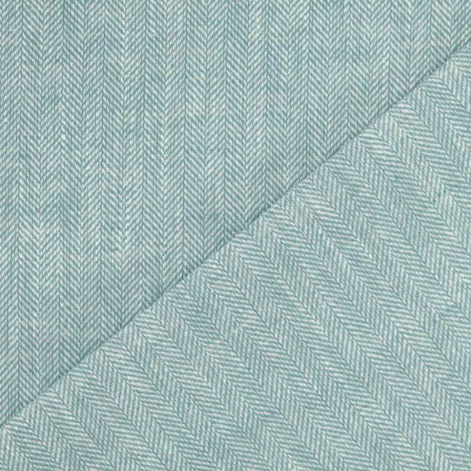 Tissu lin coton à chevrons, menthe foncé