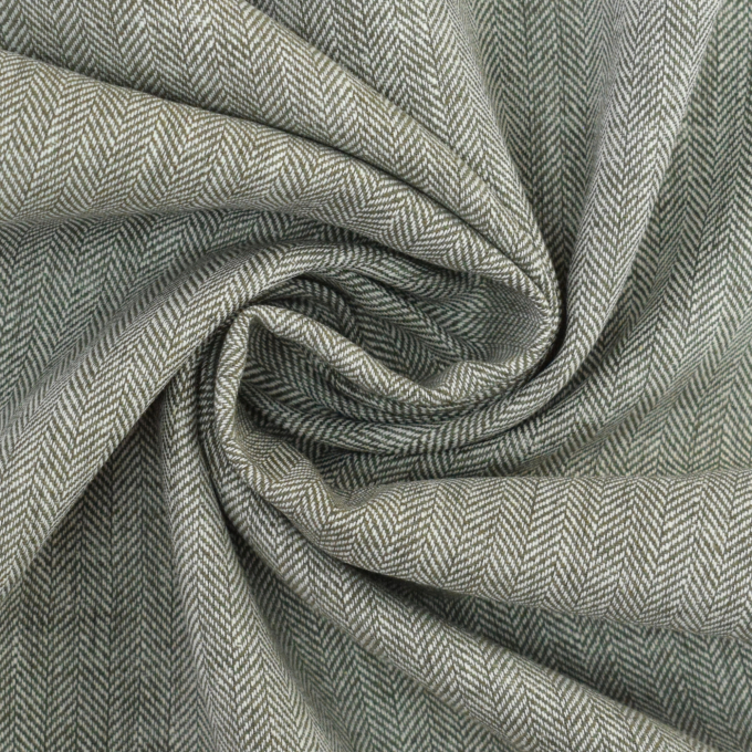Tissu lin coton à chevrons, gris vert