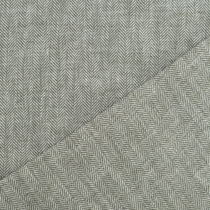 Tissu lin coton à chevrons, gris vert