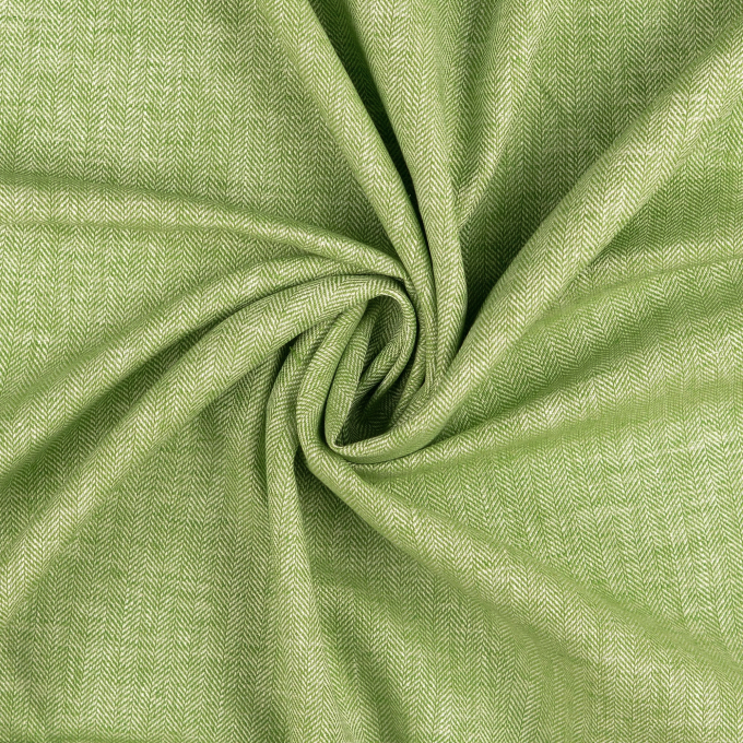 Tissu lin coton à chevrons, vert