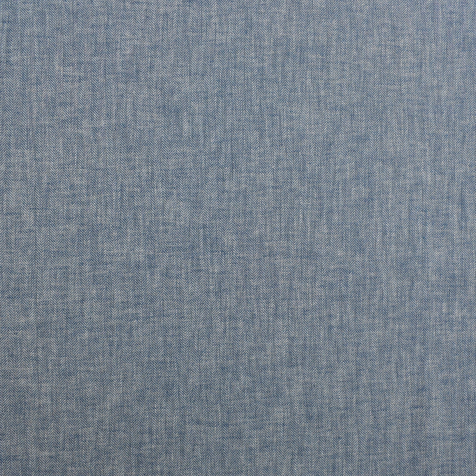 Tissu lin coton à chevrons Herringbone, bleu