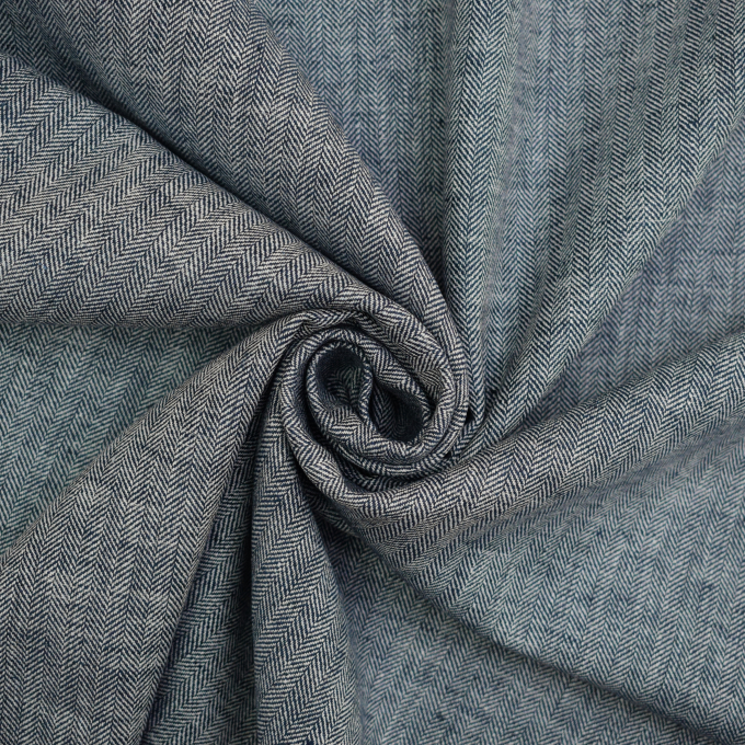 Halflinnen Herringbone, marineblauw