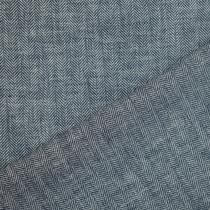 Halflinnen Herringbone, marineblauw