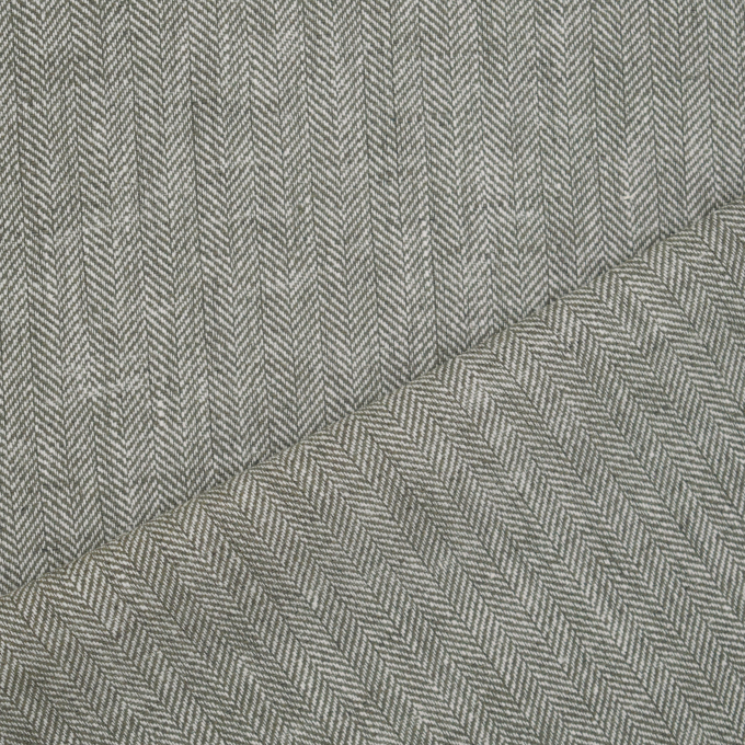 Halflinnen Herringbone, olijfgroen