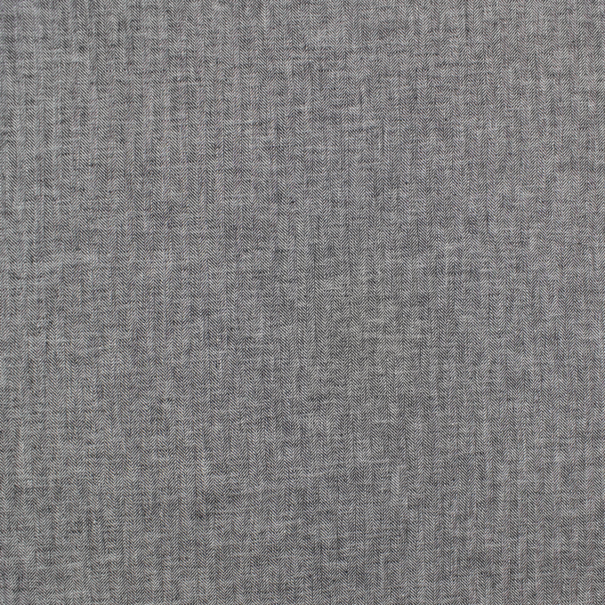 Tissu lin coton à chevrons Herringbone, noir