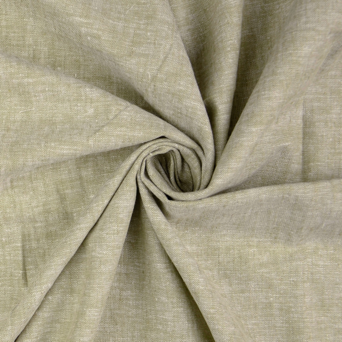 Tissu lin coton Burda, vert olive clair chiné