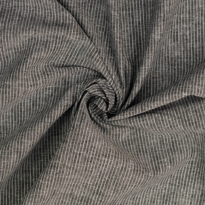 Tissu lin coton à rayures, noir