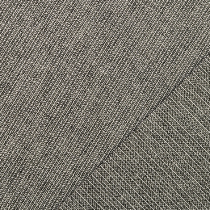 Tissu lin coton à rayures, noir