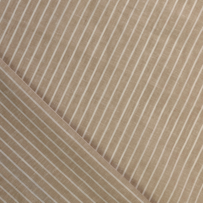 Tissu lin coton à rayures Burda, beige chiné