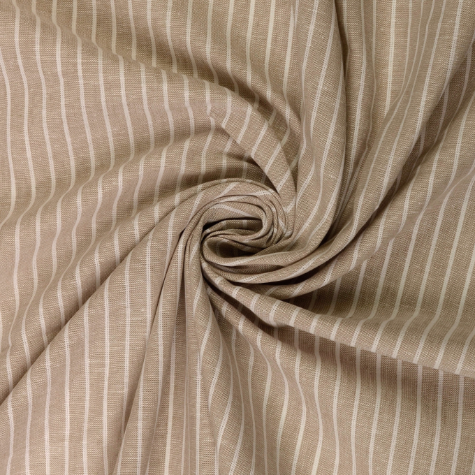 Tissu lin coton à rayures Burda, beige chiné