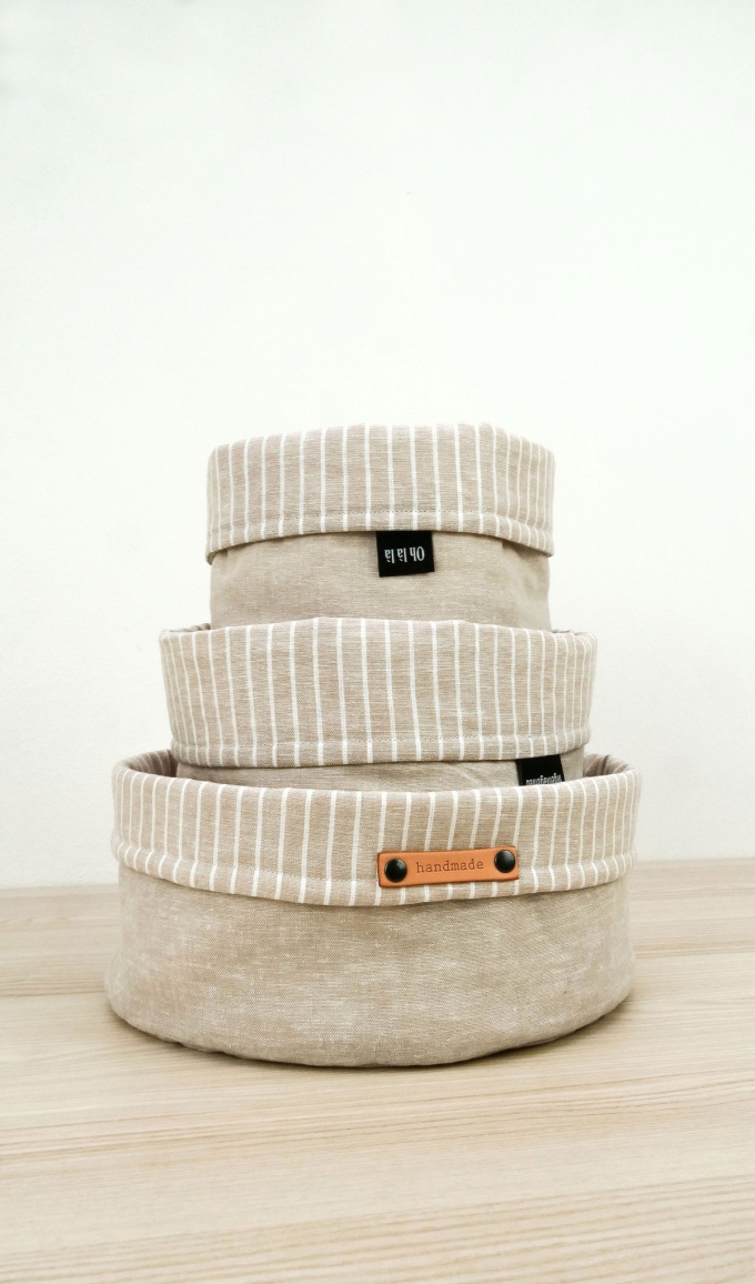 Tissu lin coton à rayures Burda, beige chiné