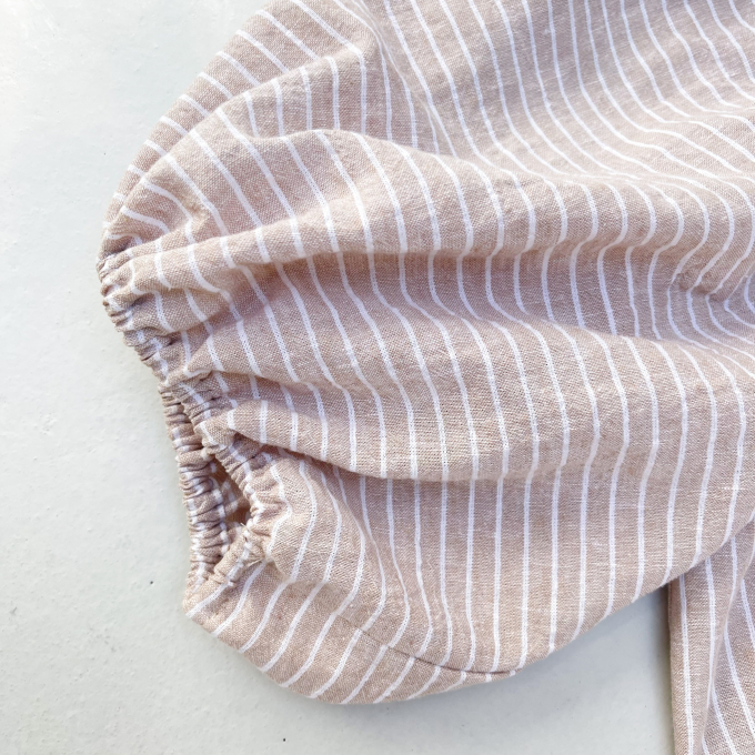 Tissu lin coton à rayures Burda, beige chiné