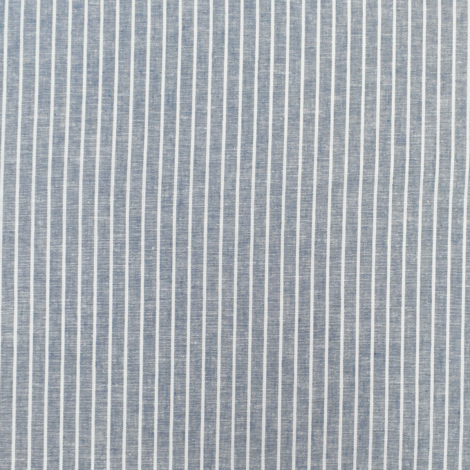 Tissu lin coton à rayures, bleu chiné