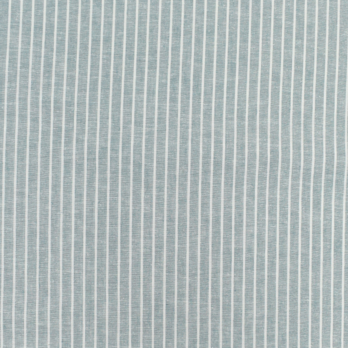 Tissu lin coton à rayures, menthe foncé chiné