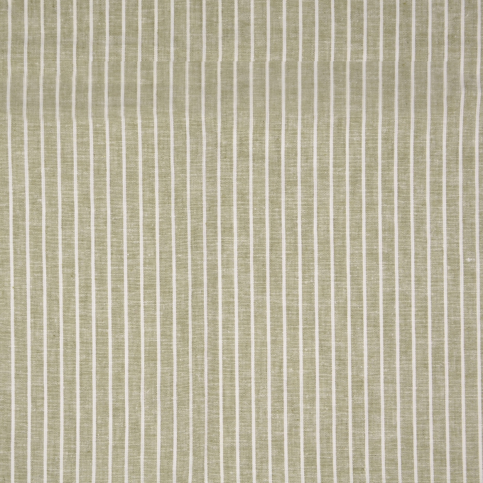 Tissu lin coton à rayures Burda, vert olive clair chiné