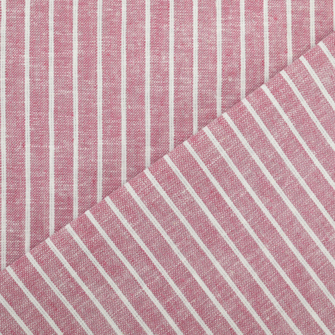 Tissu lin coton à rayures, baie clair chiné
