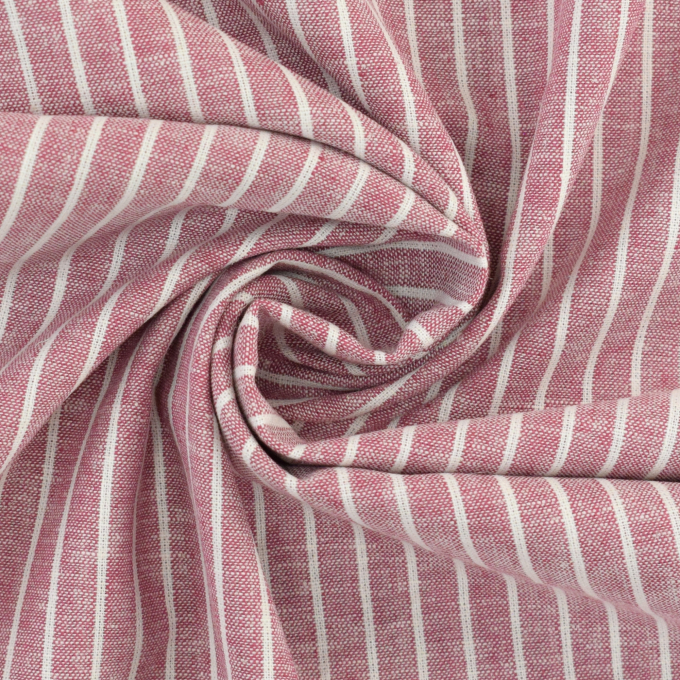 Tissu lin coton à rayures, baie clair chiné