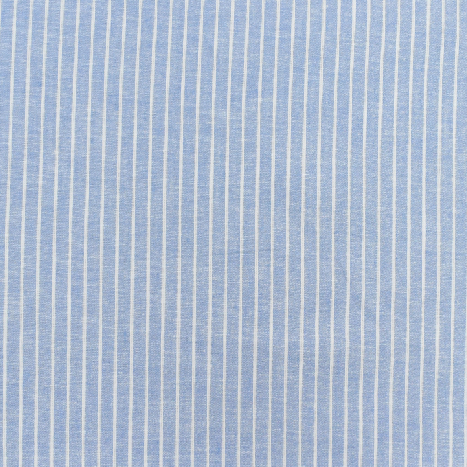 Tissu lin coton à rayures, bleu clair chiné