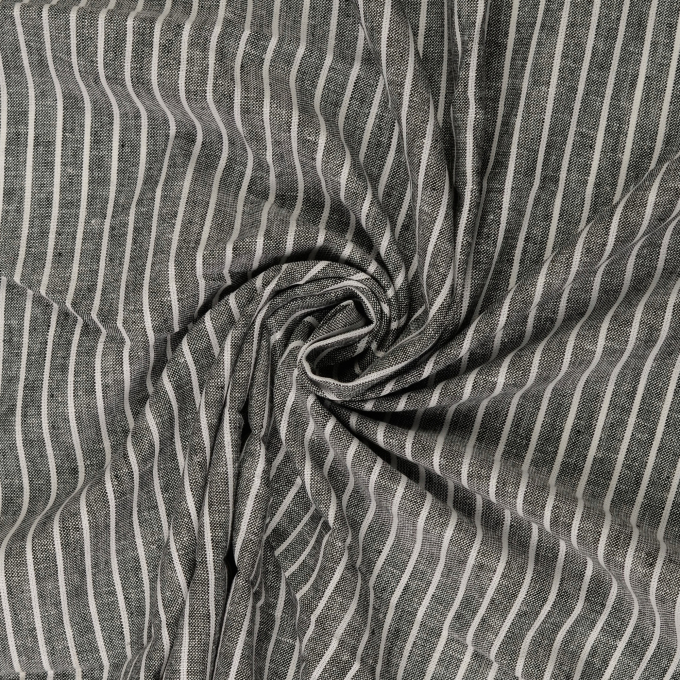 Tissu lin coton à rayures Burda, noir chiné