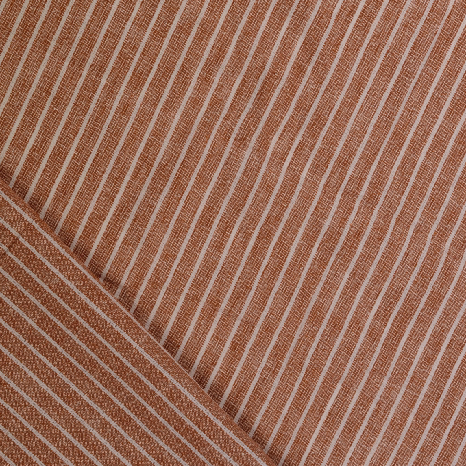 Tissu lin coton à rayures Burda, terracotta chiné