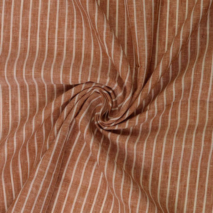 Tissu lin coton à rayures Burda, terracotta chiné