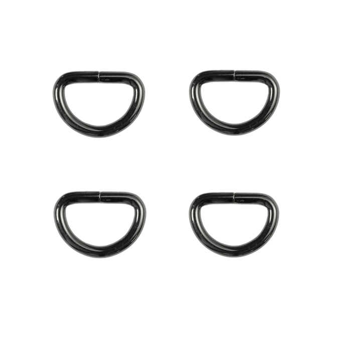 4 boucles anneaux demi-ronds, 25mm, couleur gun métal