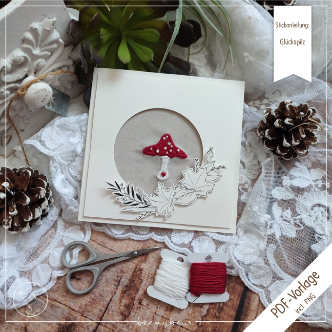 Modèle broderie à la main pdf Champignon Beemybear