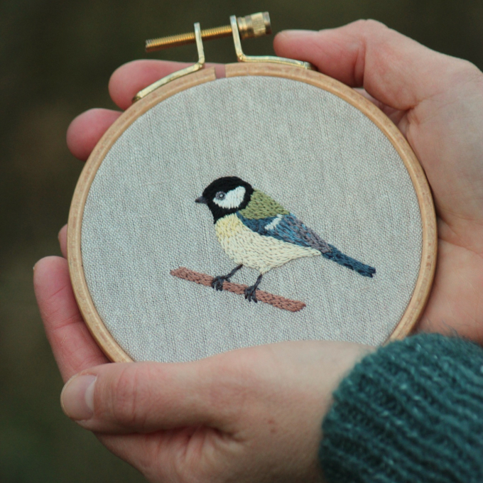 Modèle broderie à la main pdf Mésange bleue & mésange charbonnière Fabelwald