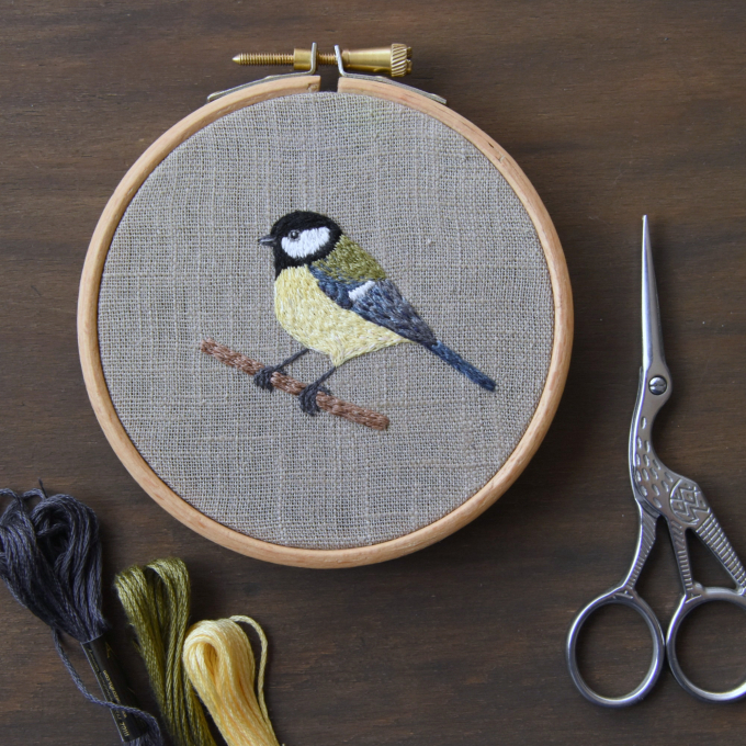 Modèle broderie à la main pdf Mésange bleue & mésange charbonnière Fabelwald