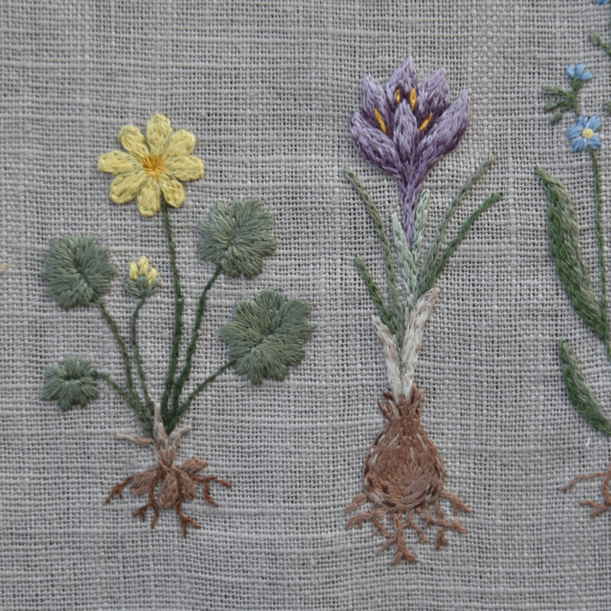 Handstickvorlage Fabelwald Frühlingsblumen, german