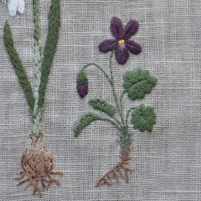 Handstickvorlage Fabelwald Frühlingsblumen, german