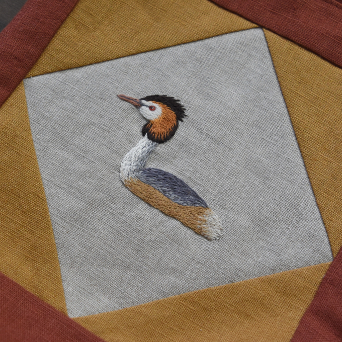 Handstickvorlage Fabelwald Haubentaucher, german