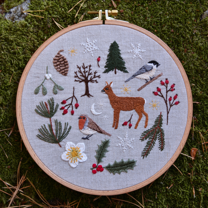 Handstickvorlage Fabelwald Kombi Herbst + Winter, duits