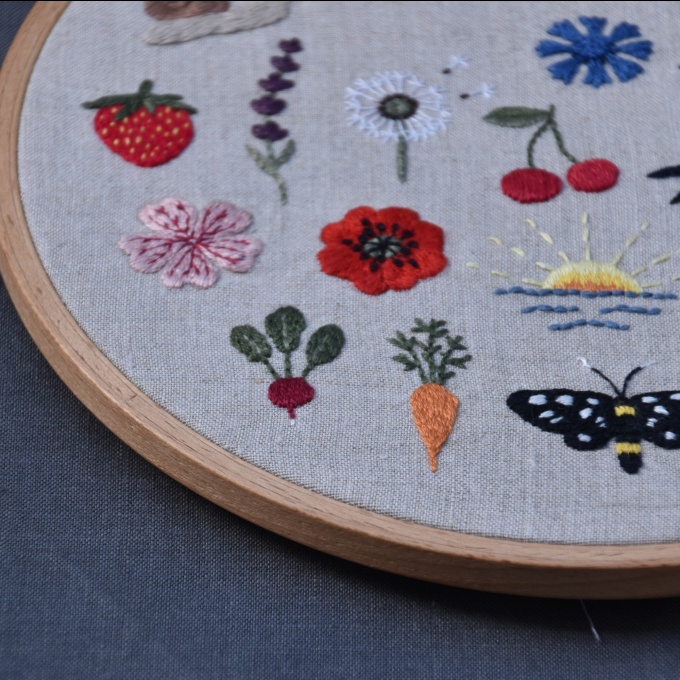 Handstickvorlage Fabelwald Sommer, german
