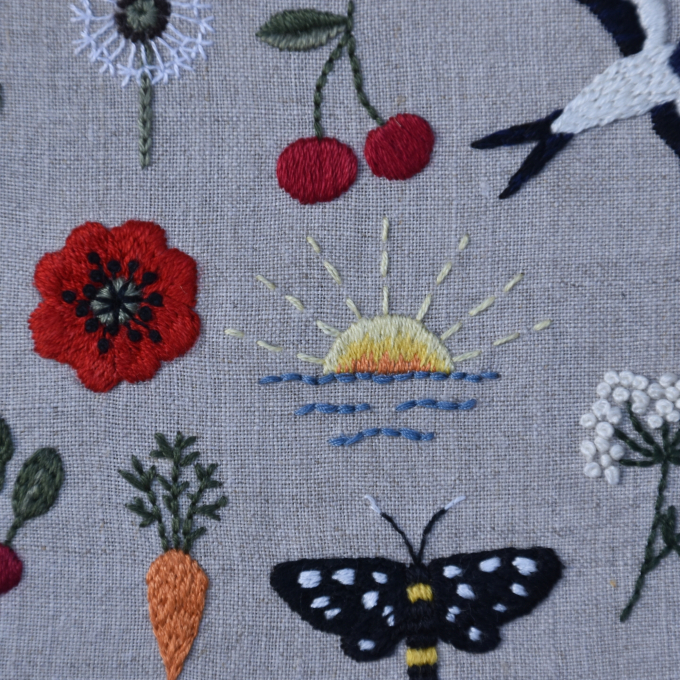 Handstickvorlage Fabelwald Sommer, german
