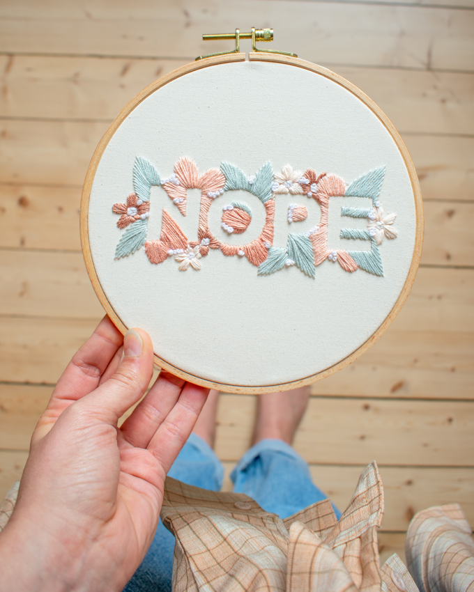 Handstickvorlage GetStitchDone Nope, duits