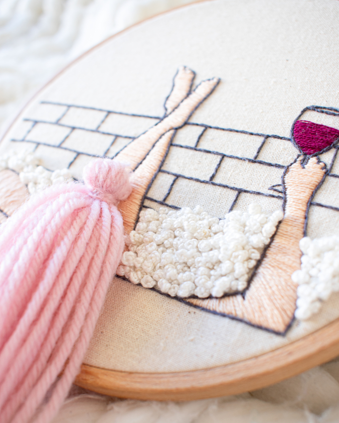 Modèle broderie à la main pdf Vin & bain GetStichDone + tuto vidéo