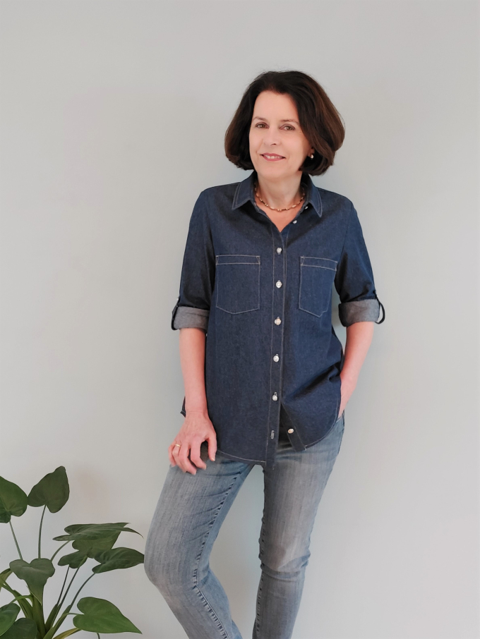 Shirt Jeans stof blauw