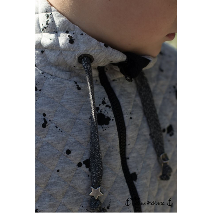 Cordon tressé plat coton 1,7 cm/ lacet sweat capuche, gris foncé