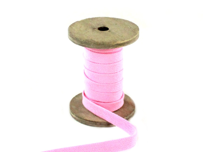 Cordon tressé plat coton 1,7 cm/ lacet sweat capuche, rose