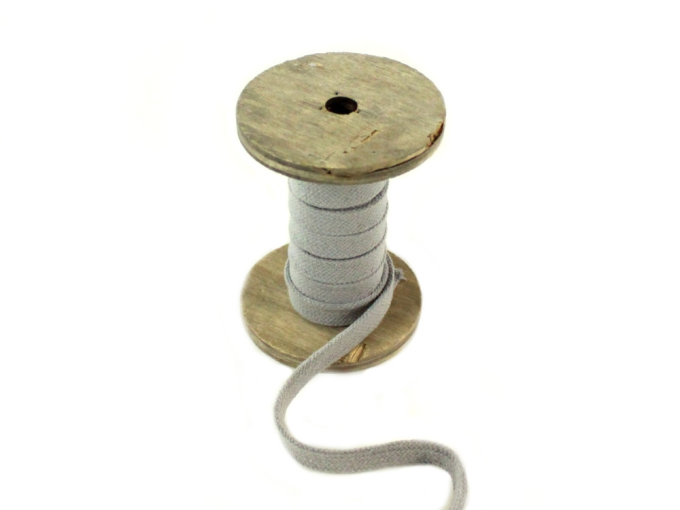 Cordon tressé plat coton 1,7 cm/ lacet sweat capuche, gris clair