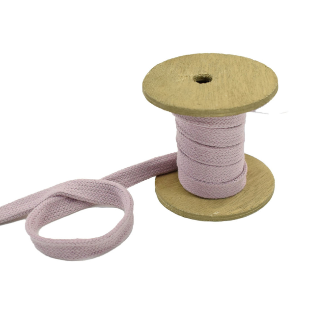 Cordon tressé plat coton 1,7 cm/ lacet sweat capuche, mauve